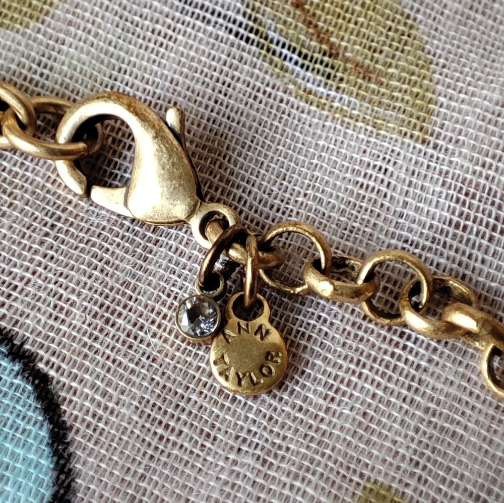 Badgley Mischka Ann Taylor Toggle Clasp Genuine Stones Bracelet Gold Tone Beachy